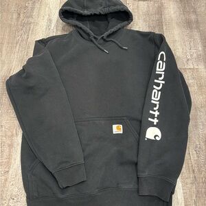 Carhartt Men's Black Hoodie with White Logo